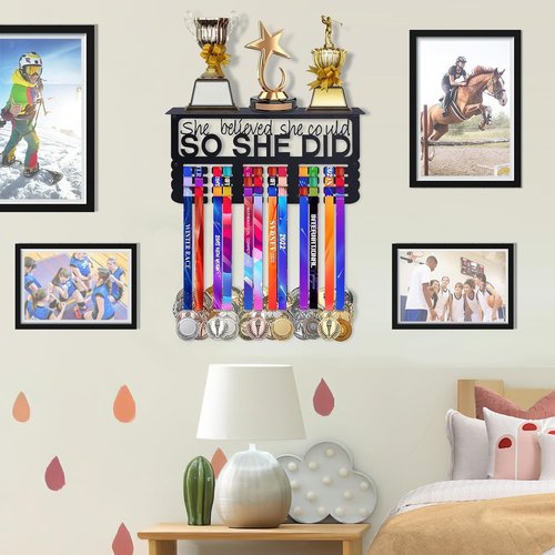 Biggun Medal Display Shelf - Easy Install Trophy Holder for Running & Wrestling Medals | Sturdy Design