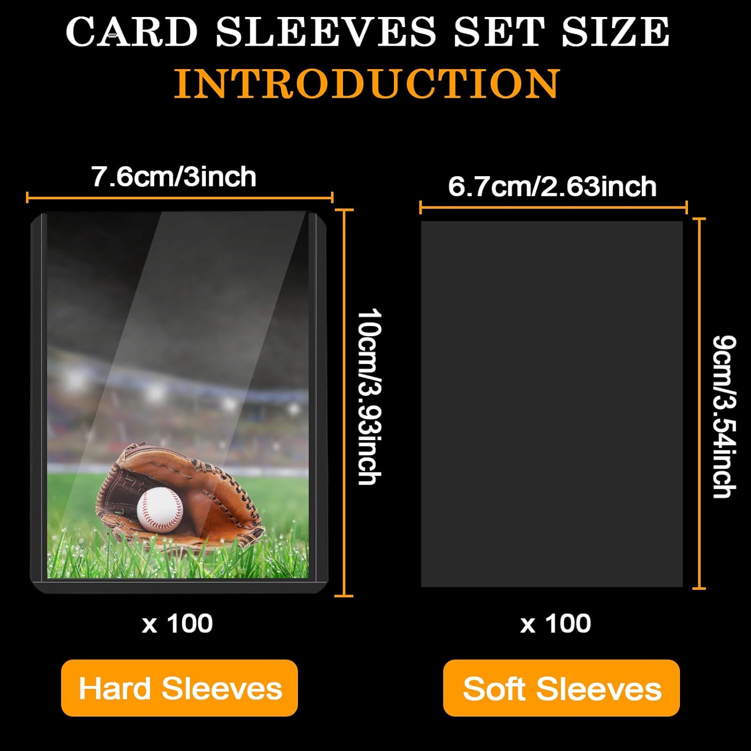 Skiennix 200 Card Sleeves Top Loaders - Durable Hard Plastic Protectors for Trading Cards | 3" x 4" Size