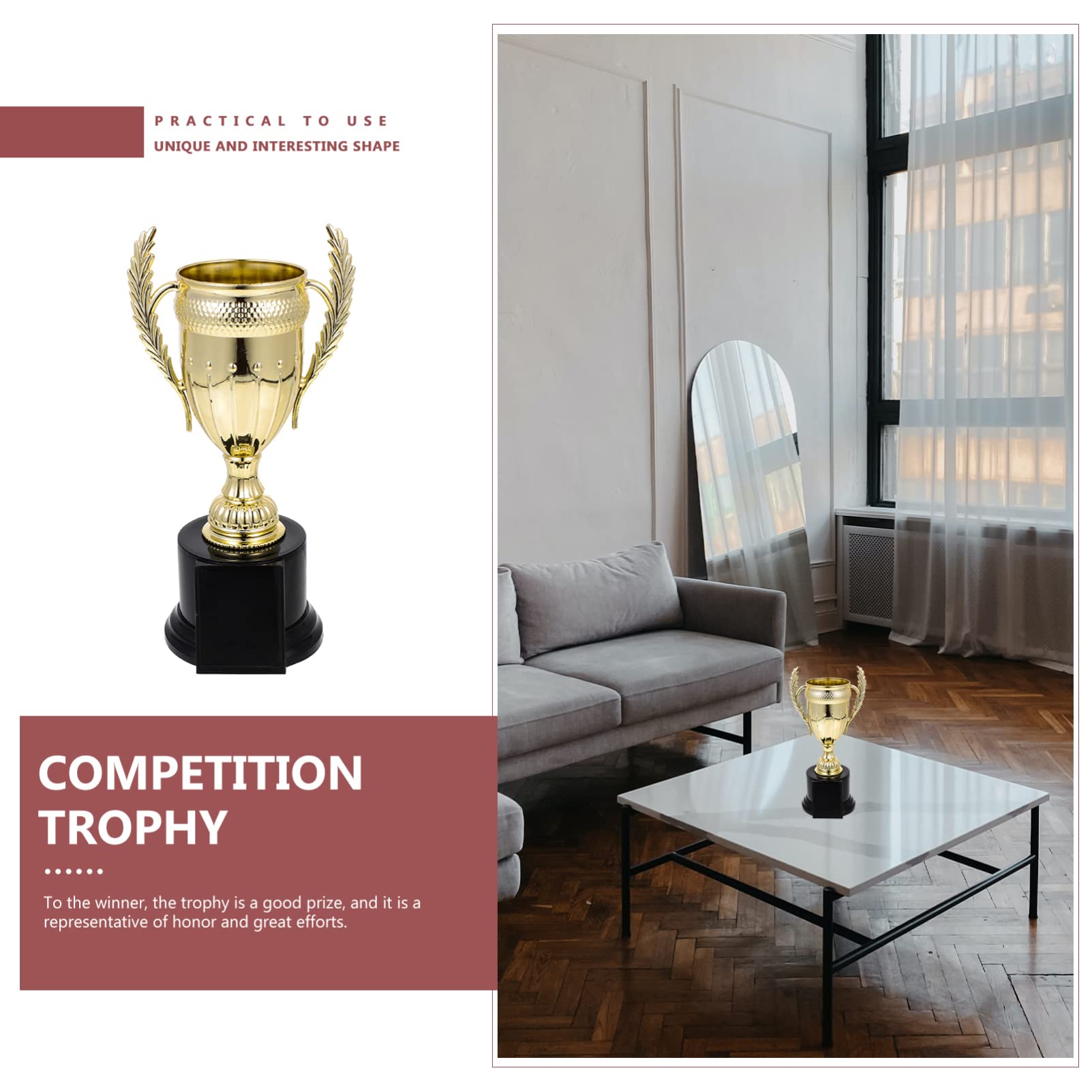 9.06" Plastic Gold Trophy Cup Sports Award Trophies Set Trophy Cup Winner Award Prize for Kids Sports Competitions School Field Day Ceremonies