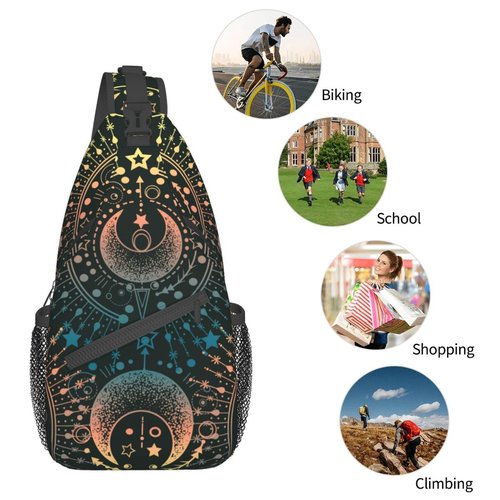 VOOHDDY Magical Astrology Moon Star Magic Sling Bag For Women Men Travel Hiking Backpack Crossbody Shoulder Chest Bags Casual Daypack Sport