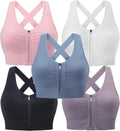 Evercute Wireless Sports Bra - Zip Front Design for Post-Surgery Comfort | Medium Support Yoga Bra