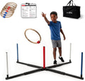 Giant Ring Toss Game - 48" Expandable Base with 10" Steel-Core Rings | Outdoor Family Fun & Tailgating