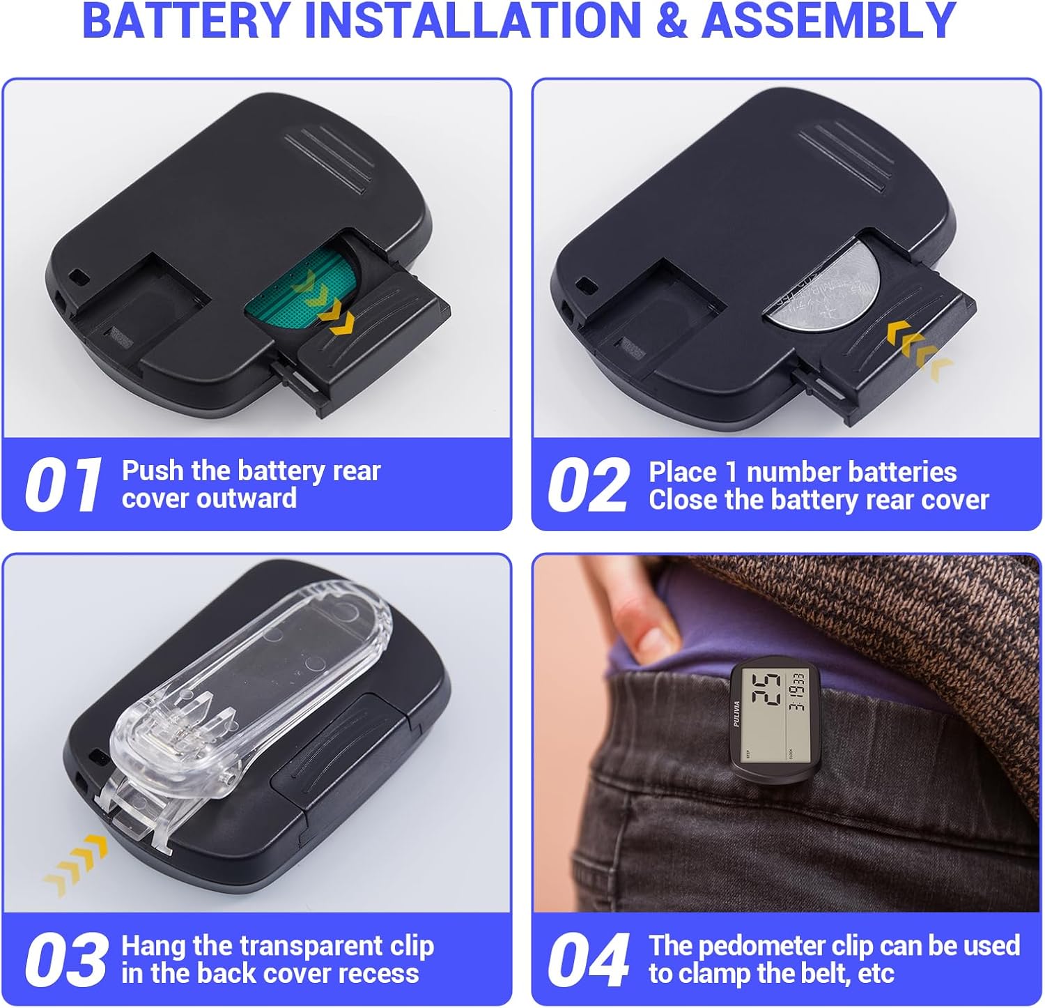 Skiennix Pedometer - 3D Step Counter with Clock | Accurate & Portable Walking Tracker