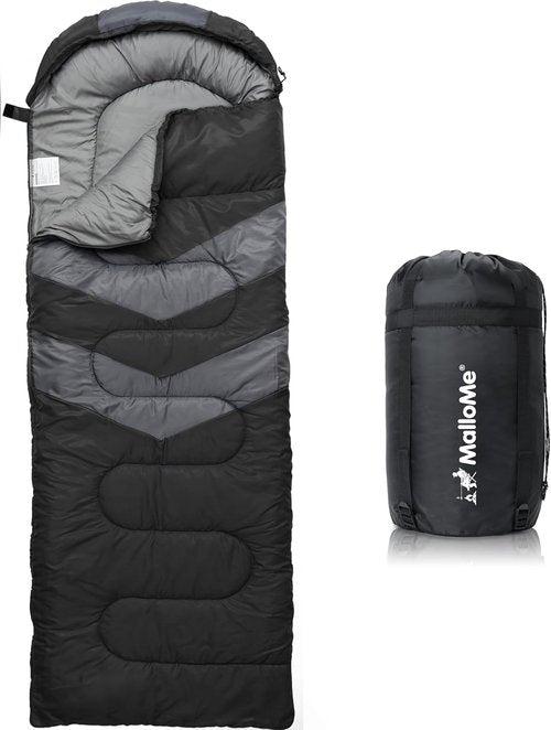 MalloMe Sleeping Bags - Cold Weather Backpacking & Camping Gear for Kids 10-12 | Lightweight & Compact