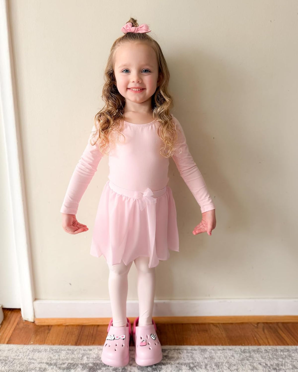 Stelle Girls Ballet Skirt - Chiffon Dance Skirt with Mesh Bowknot | Elastic Waist Pull-On Design
