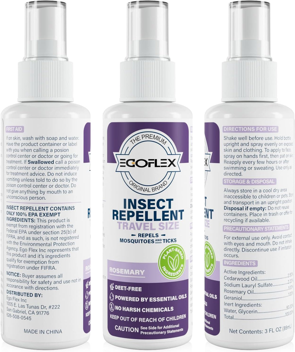 Skiennix Mosquito Repellent Spray - DEET-Free Essential Oil Formula - Travel Size 3 Fl Oz - Rosemary Scent