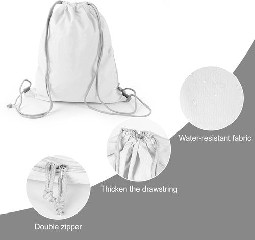 Lily Queen Drawstring Backpack - Foldable Water-Resistant Gym Bag for Men & Women | White