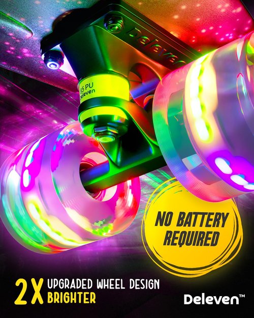 Deleven 22" Skateboard with Bright LED Wheels, Carry Bag, Skate Tool, ABEC 7 Bearings - for Kids Beginners Adults