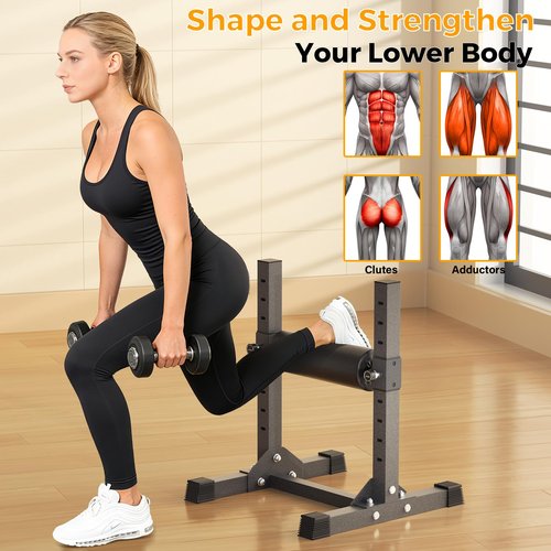 FitinOne Bulgarian Split Squat Stand, Single Leg Squat Roller Stand for Split Squats with 9 Adjustable Heights, 330lb Capacity One Leg Squat Stand for Leg Training and Home Gym