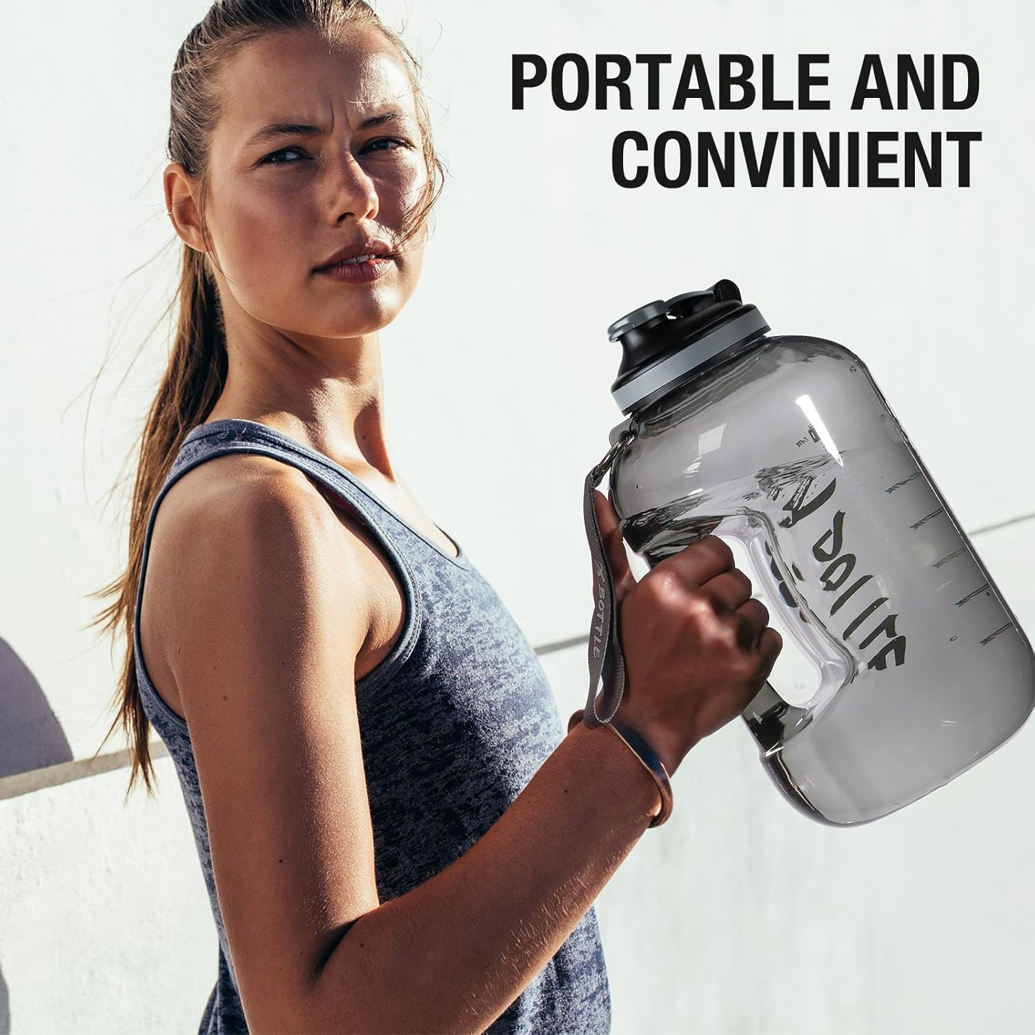 Skiennix 1 Gallon Water Bottle - BPA Free, Leak-Proof Design with Motivational Time Marker & Handle | 128oz