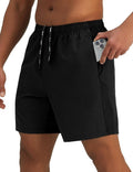 Pesfix Mens 7'' Lightweight Athletic Shorts Quick Dry Gym Workout Running Shorts with Zipper Pockets Black,XX-Large