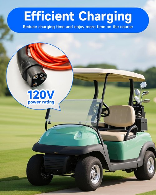 Donminggl Golf Cart Charger & Evolution Golf Cart Parts - EV Charging Cable & 3-Pin Charge Plug, 10FT 120V,Replaces OEM# 2.04.0620 ST-031016-PT for Evolution D5 & ICON (Plug and Play)