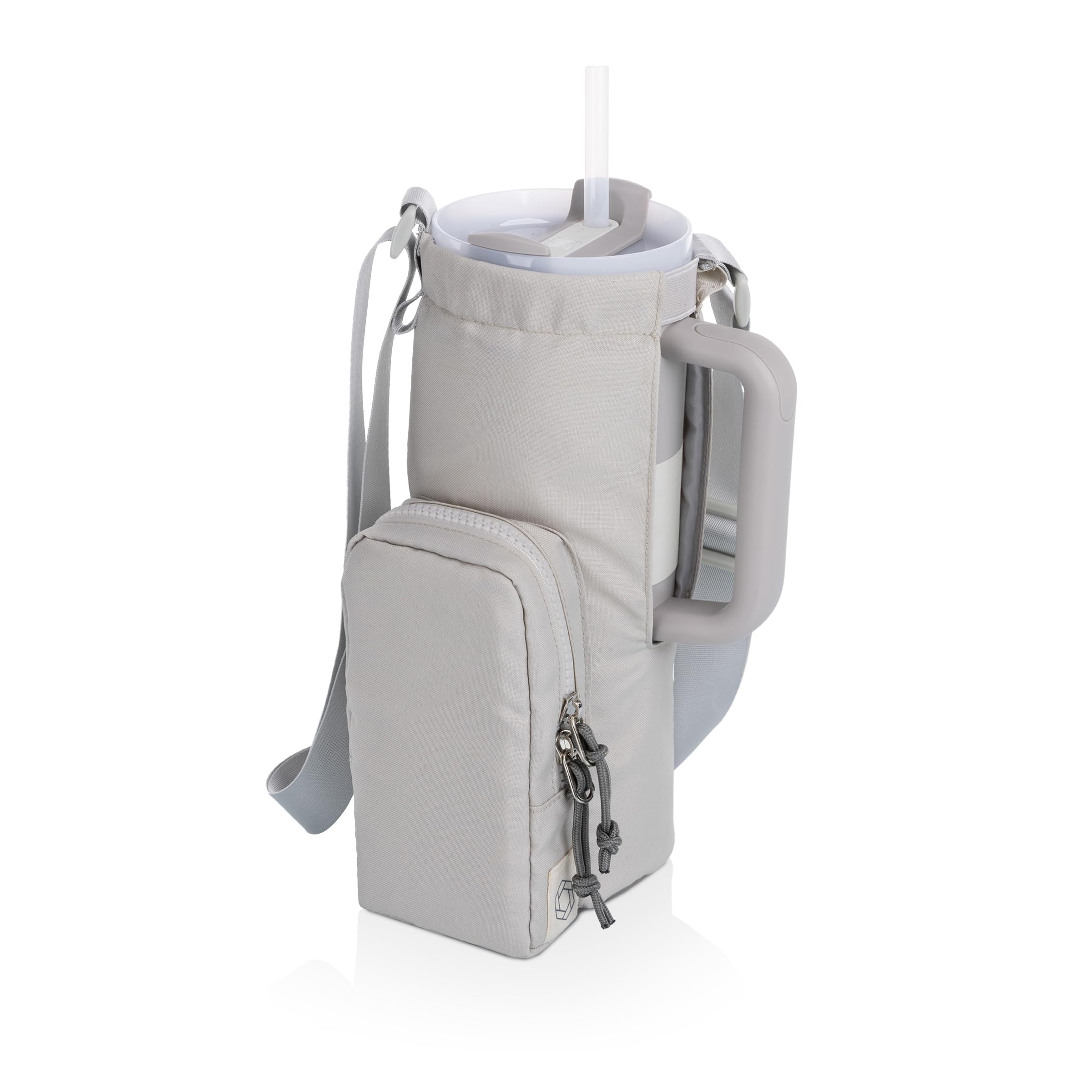 PICNIC TIME Eclipse 40 oz Tumber Tote, Drink Carrier Crossbody Bag, Water Bottle Holder with Shoulder Strap and Phone Pocket, (Gray)