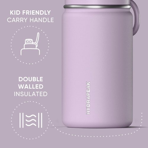 Hydrapeak Mini 14oz Insulated Water Bottle - Stainless Steel with Straw Lid | Blush Color