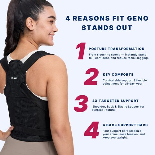 Fit Geno Posture Corrector - Adjustable Back Brace for Scoliosis & Back Pain Relief | Unisex Design