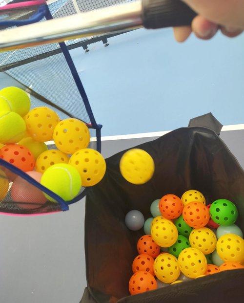 Kunpengzhi (40+) Pickleballs Capacity Ball Pick-Up Collector - Large-Capacity Hopper for Tennis/Baseball, Hollow Container, No-Bend Training Storage Tool