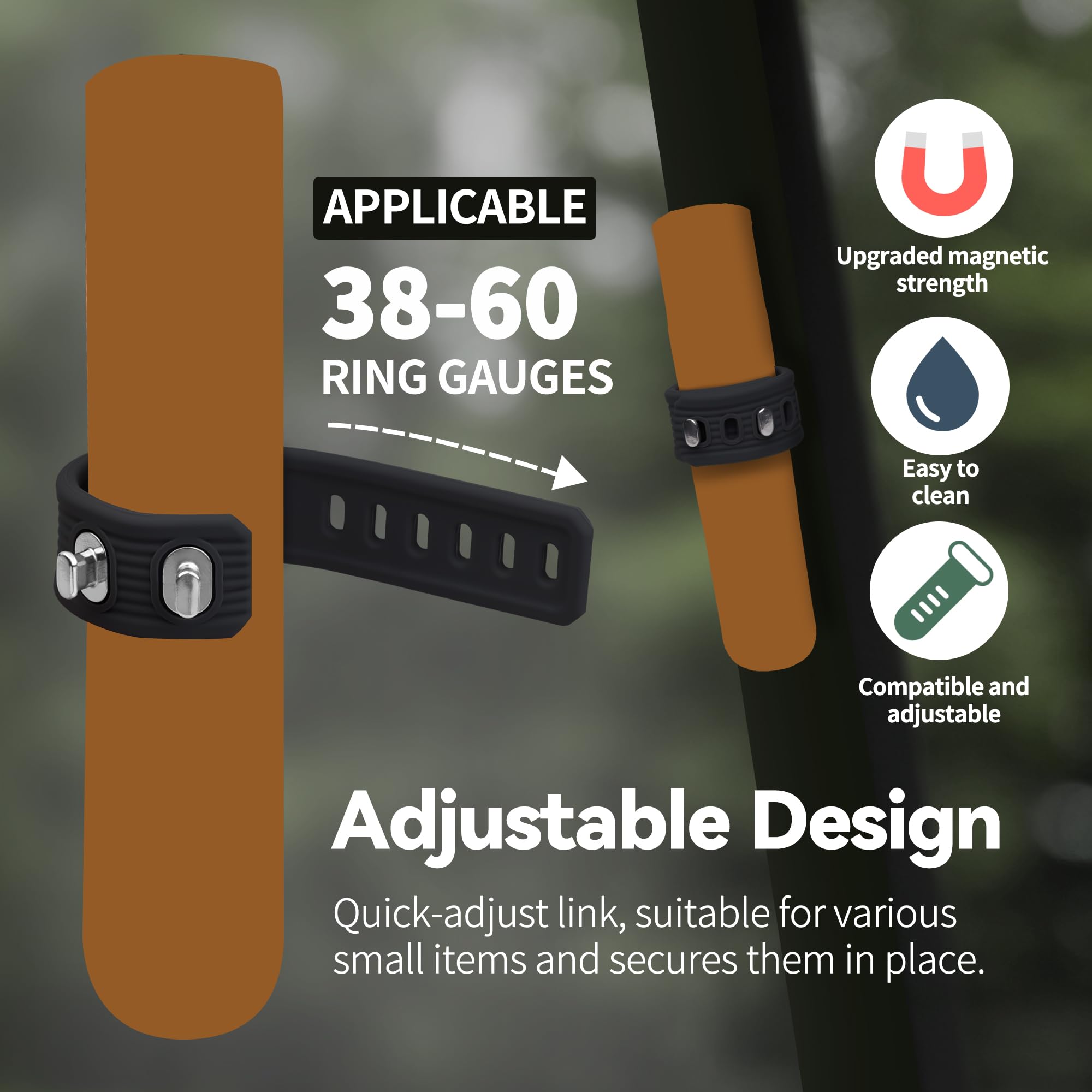 ROWFEN 2Pcs Golf Cart Accessories - Fits 38 to 60 Ring Gauge - Convenient Holder with Magnet and Adjustable Design - Fit for Golfing, Grilling, Fishing, Travel, and Outdoor Adventures (Black+Black)