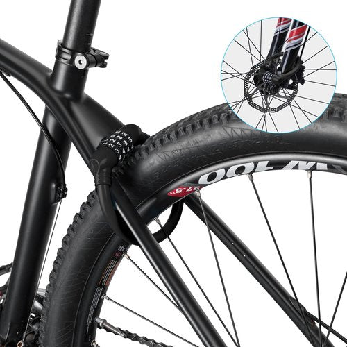 ROCKBROS Bike Lock Cable Lightweight Bike Locks with Combinations Small Bike Cable Lock Anti-Theft Bike Wheel Lock 12MM Black