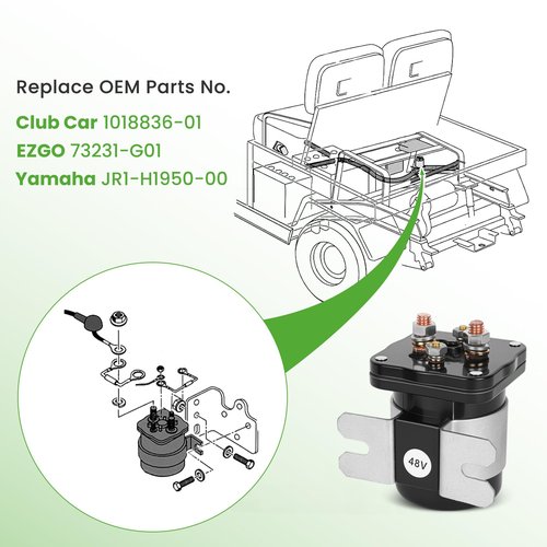 10L0L Golf Cart Solenoid 48 Volt 4 Terminal for EZGO Club Car Yamaha Electric Model, Heavy Duty Starter Solenoid #586 Series, Replaces 73231G01 101883601 JR1-H1950-00