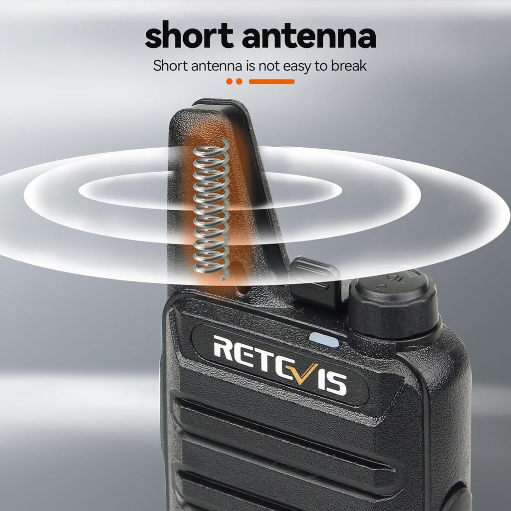 Retevis RT22 Two Way Radio - Long Range Rechargeable Walkie Talkies | USB-C Charging, Handsfree, 4 Pack