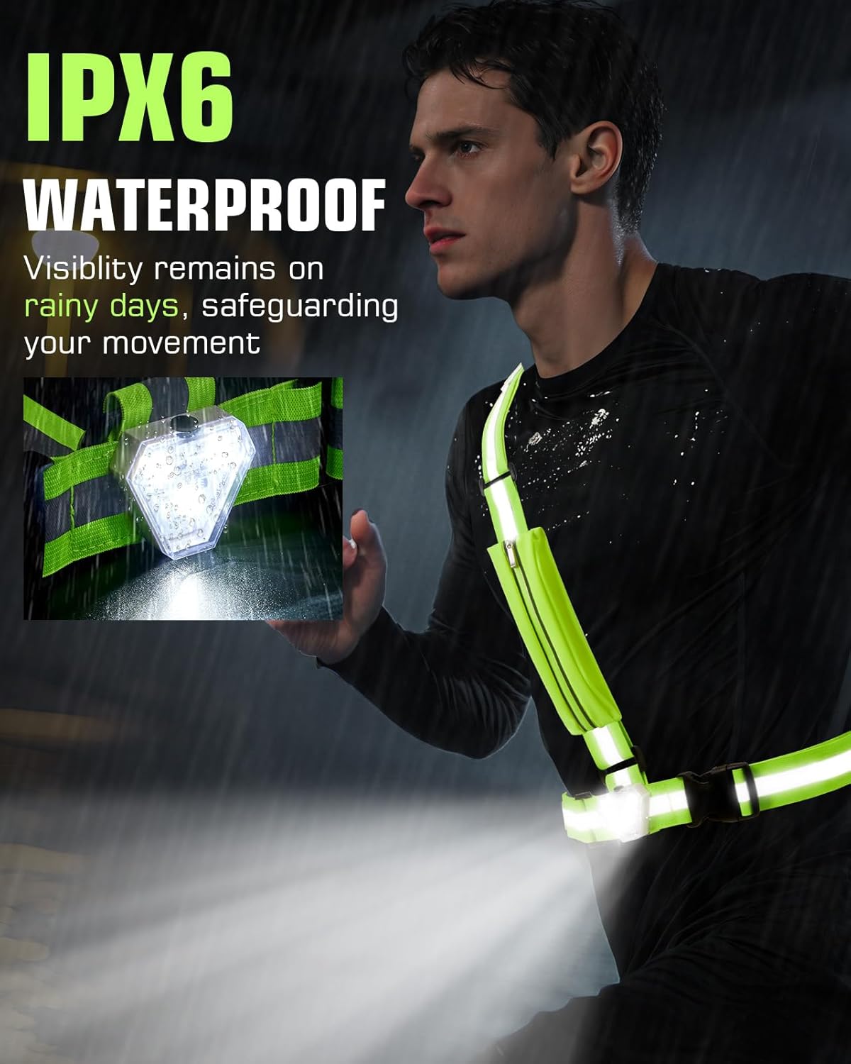 Zacro LED Reflective Vest - 500LM Rechargeable Light Up Running Gear | 5 RGB Colors, Adjustable for Men & Women