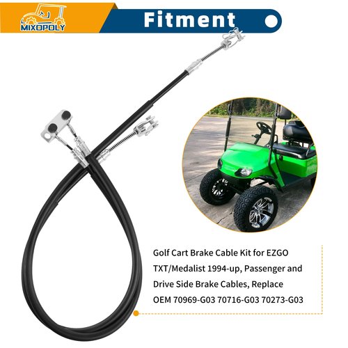 Mixopoly Golf Cart Brake Cable Kit 70969-G03 for EZGO TXT/Medalist 1994-up, Passenger and Drive Side Brake Cables, Replace OEM 70716-G03 70273-G03