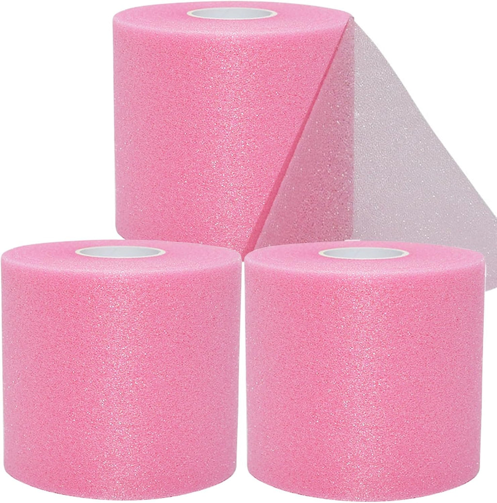 Skiennix Pre Wrap Tape - 3 Rolls of 22 Yards Each | Pink Foam Underwrap for Athletic Headbands