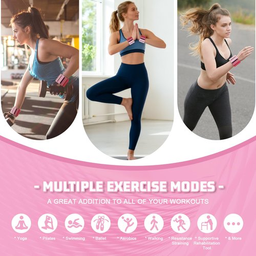 Pilates Ankle Wrist Weights for Women Set of 2 (1lb Each) With Resistance Bands Set, Adjustable Silicone Bangles for Arm Leg Weights & Exercise Bands Set Suitable for Working Out Walking Rehab Yoga Gym Home Exercise