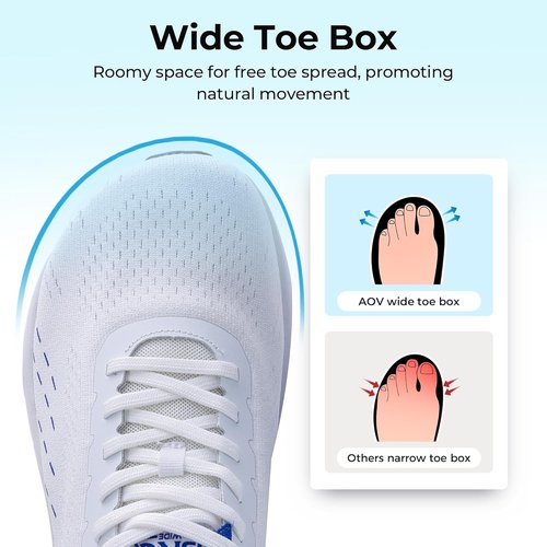 AOV Wide Toe Box Running Shoes - Arch Support Sneakers for Men | Orthotic Slip-On for Gym & Jogging