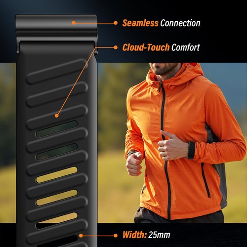 ANBEST Quick-Dry Silicone Sport Band for WHOOP 4.0 Band Strap For Men Women,Breathable Waterproof Sport Adjustable Replacement Wristbands Straps for Whoop 4.0 Bands 5.5"-8.27" (140mm-210mm) Black