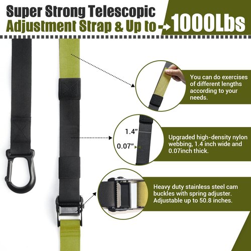 Home Resistance Training Kit, Resistance Trainer Exercise Straps with Handles, Door Anchor and Carrying Bag for Home Gym, Bodyweight Resistance Workout Straps for Indoor & Outdoor(Green)