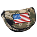 GOOACTION Patriotic Mallet Putter Head Cover - Waterproof PU Leather, Magnetic Closure, Camo & Flag Design, Universal Fit Golf Protector