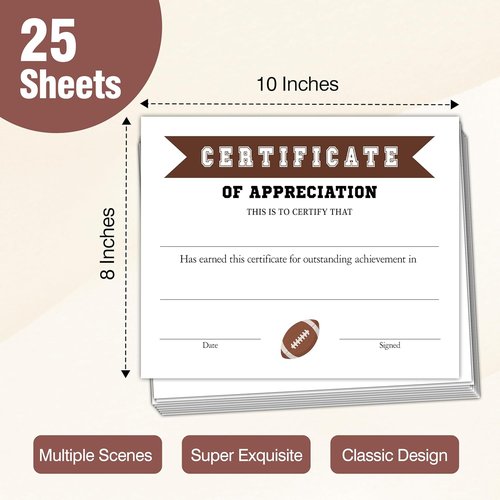 Football Awards Certificates - Achievement Diplomas for Kids | 25 Pack for School Competitions
