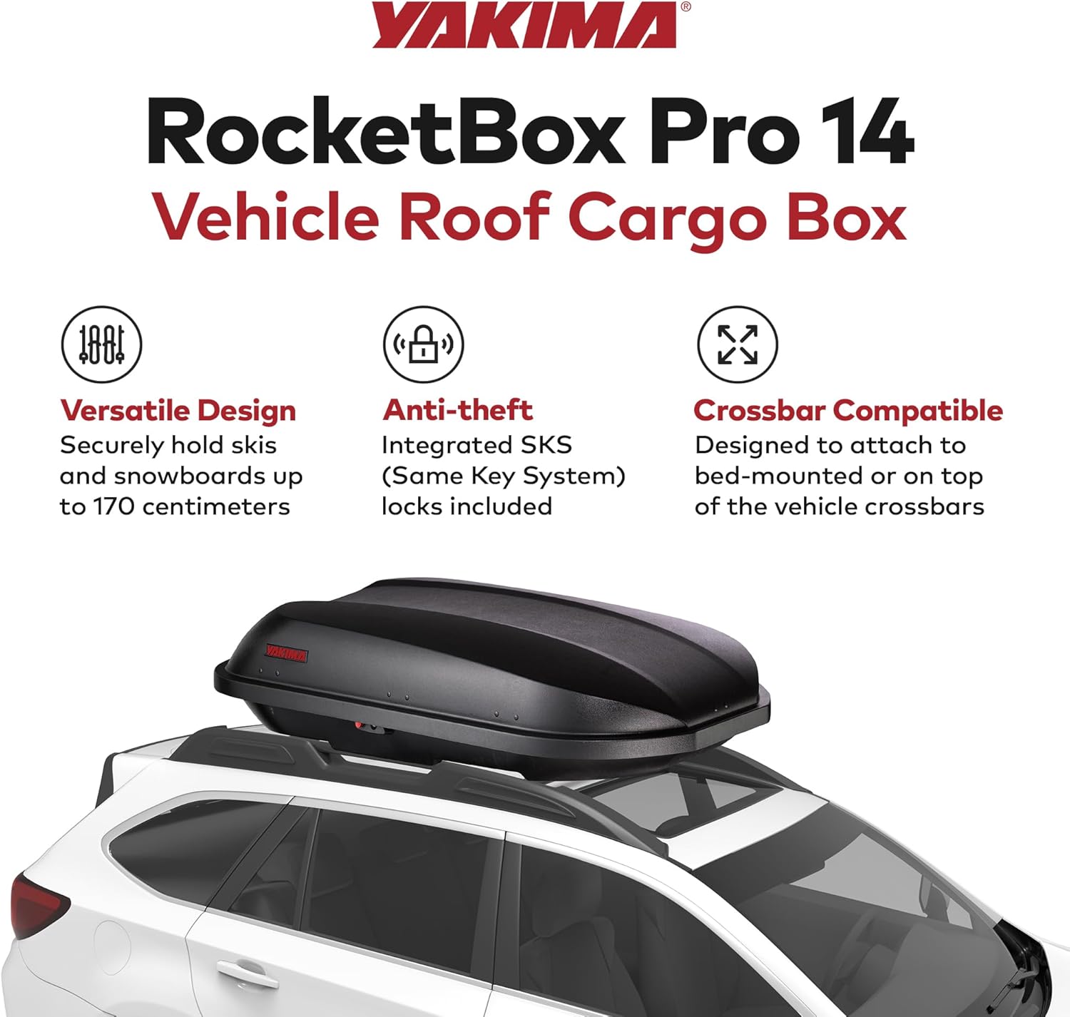 Yakima RocketBox Pro 14 - Premium 14 Cu Ft Roof Cargo Box Carrier with Dual Side Opening & SKS Locks