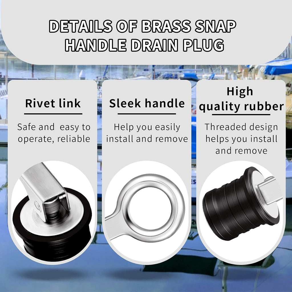 Skiennix Stainless Steel Drain Snap Plug - Durable 1 Inch Boat Drain Plug (2 Pieces)