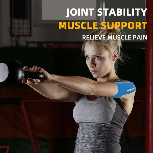 IEADEN Kinesiology Tape - 10 Pcs for Shoulder Support & Pain Relief | Waterproof, Elastic, Hypoallergenic, Blue