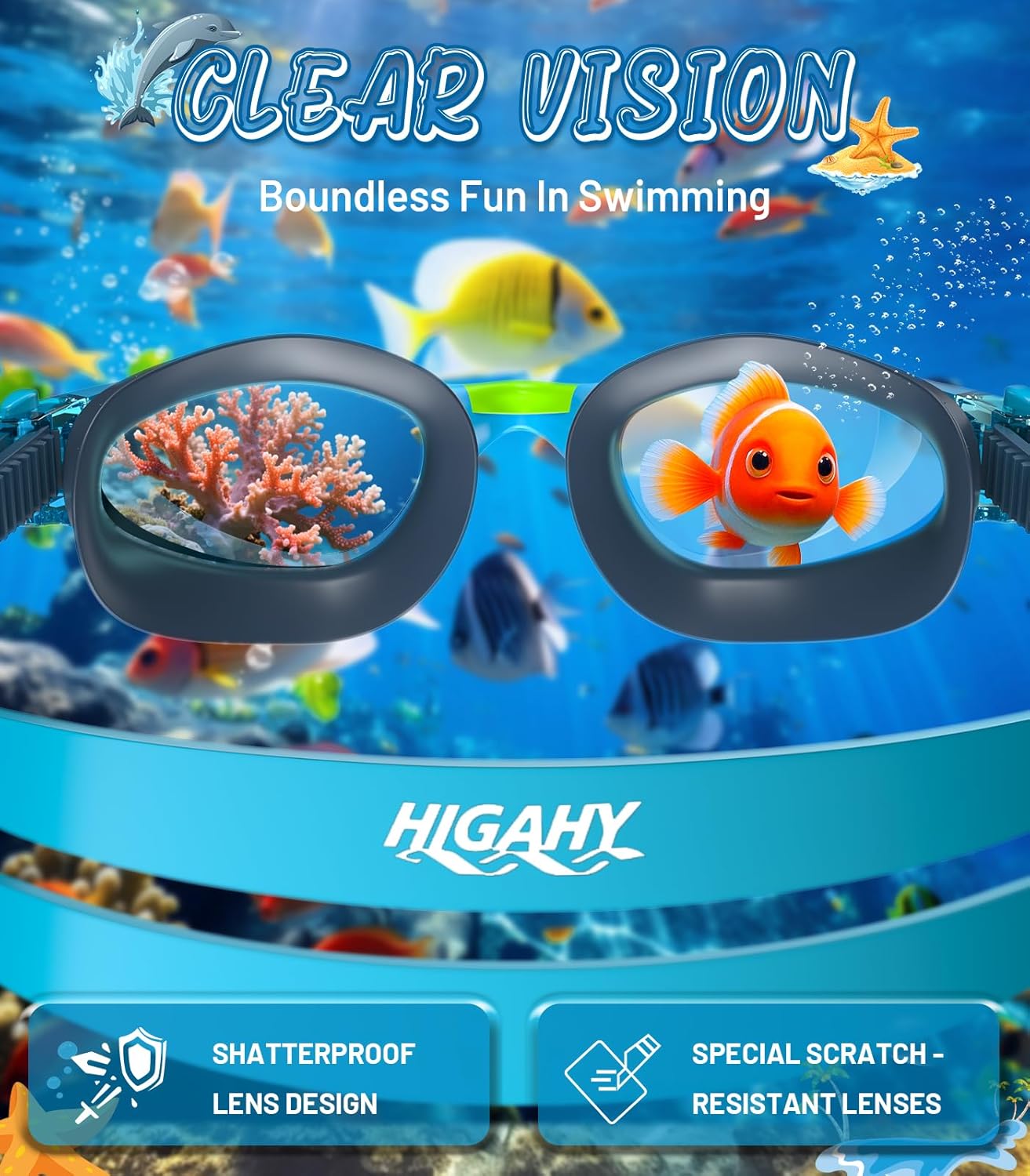 Swim Goggles for Kids | Anti-Fog UV Protection | Leakproof Design for Ages 6-14