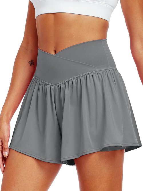 CADMUS Women's 2-in-1 Athletic Shorts - Flowy Spandex Butterfly Workout & Tennis Skorts