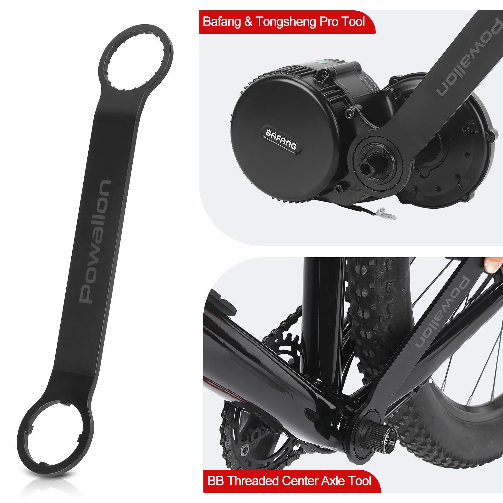 Powallon Bike Mid Drive Installation Wrench, Enhanced Removal Tool for BAFANG BBS01 BBS02 BBSHD|TONGSHENG TSDZ8 TSDZ2B Mid Motor, 1.77" Offset to Install/uninstall in One Go