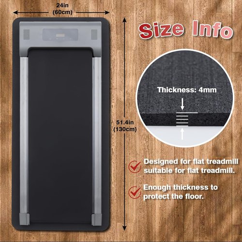 Eco-Friendly Treadmill Mat by [Brand Name] - Durable 100% Recycled Rubber for Hardwood Floors | Non-Slip Home Gym Flooring
