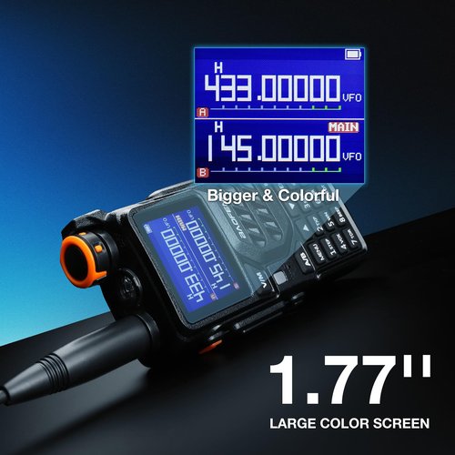 BAOFENG K5PLUS Tri-Band Ham Radio Long Range, UHF VHF 1.25M Handheld 10W Tri-Power Two Way Radio with Airband, NOAA, 2500mAh Battery, Speaker Mic, 999CH, Frequency Copy, Scramble (1 Pack)