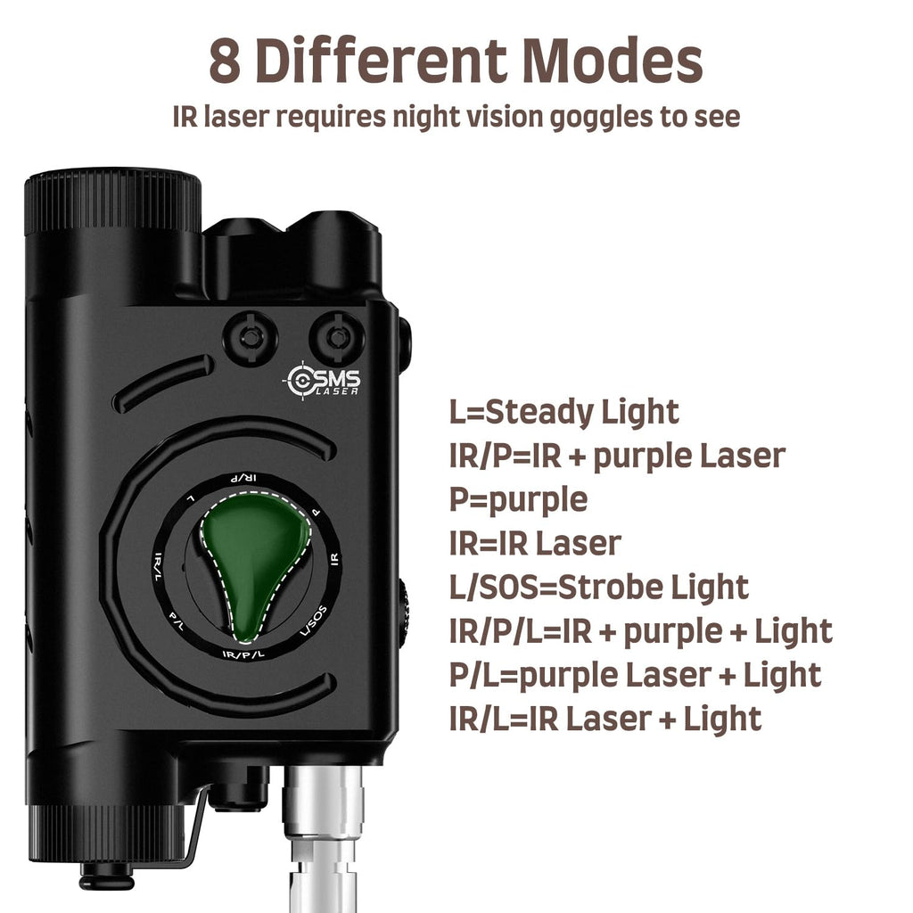 SMSlaser Purple Laser Sight + Infrared(IR) Laser Beam + 1200 Lumens Tactical Flashlight, Rifle Ar Laser, Airsoft Ar 15 Beam, Including Battery Charger and Remote Control Switch, Fit for AEG GBB CQB