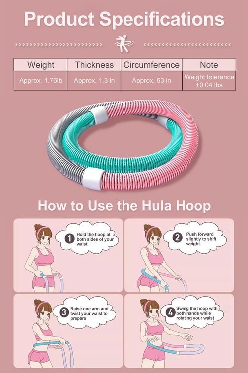 YOAHRAKI Weighted Soft Spring Hula Hoop for Adults, Foldable Weighted Hula Hoop, Soft Waist Friendly Design and Efficient Fat Burning, Indoor/Outdoor Use, Unisex Fitness Hoop, 700G