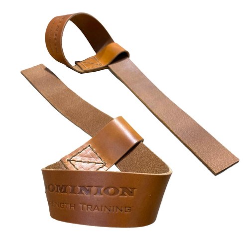 Dominion Strength Training Closed Loop Lifting Straps, Premium Top Grain Vegetable Tanned Leather - Ultimate Grip Assistance for Heavy Pulls and Weightlifting
