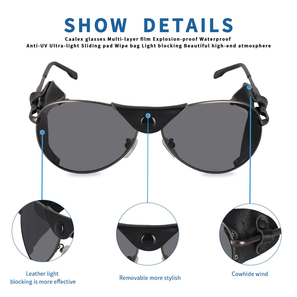 OSSAT Polarized sunglasses with side shields cowhide Shield wind proof sunshade For Men Women Classic Mountain Fishing eyewear