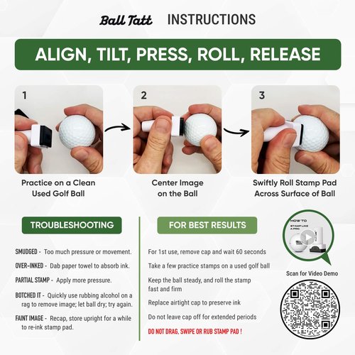 Golf Ball Stamp - Self-Inking Marker - Quick-Dry Permanent Marking Tool, No Leaks or Refills, Reusable & Waterproof Golfing Stamper - Ideal Gift for Golfers, Dads, Retirement (I'd Tap that)
