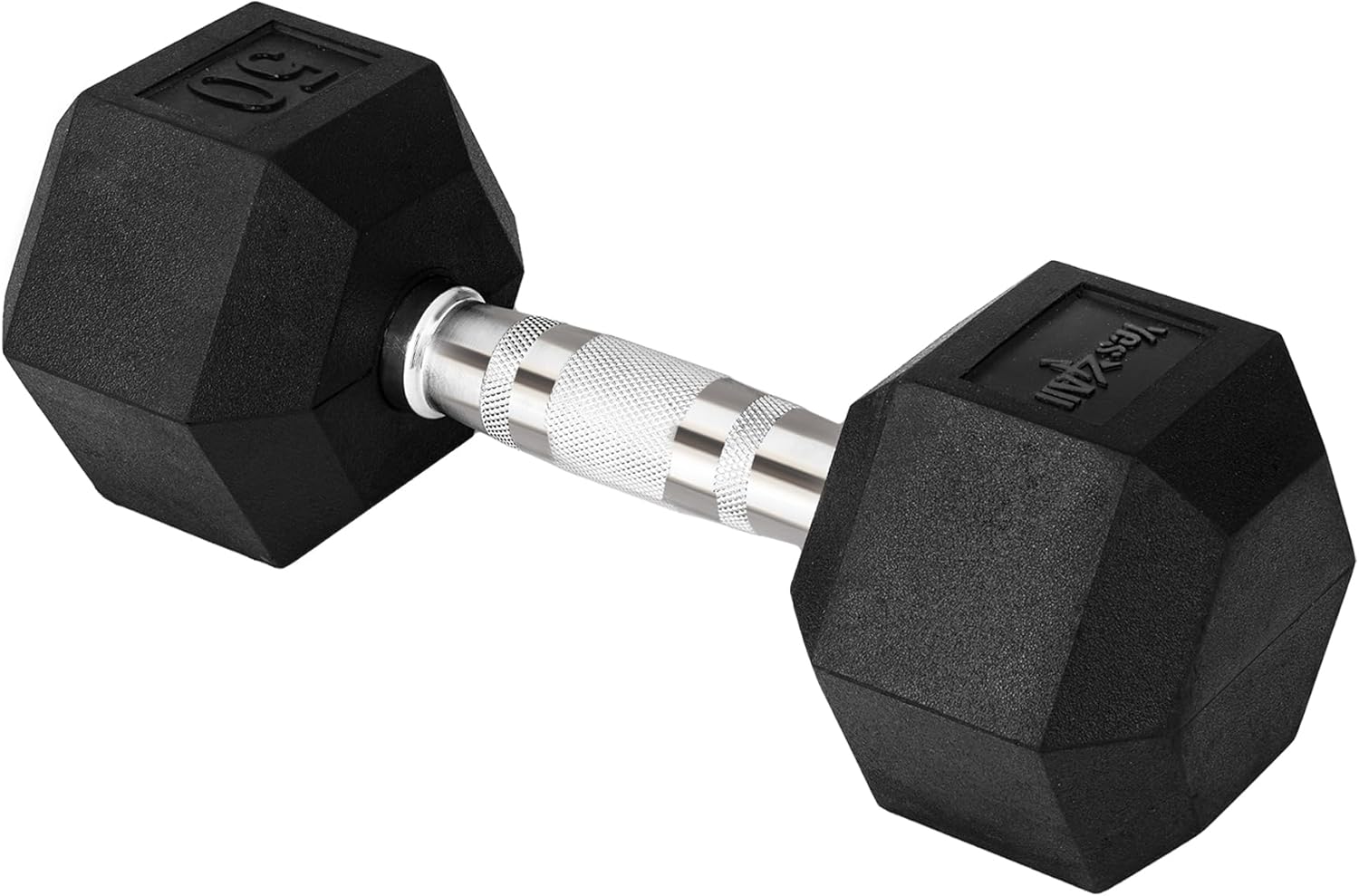 Yes4All Chrome Grip Hex Dumbbells - Anti-Slip Hand Weights 5-50 LBS for Home Workouts