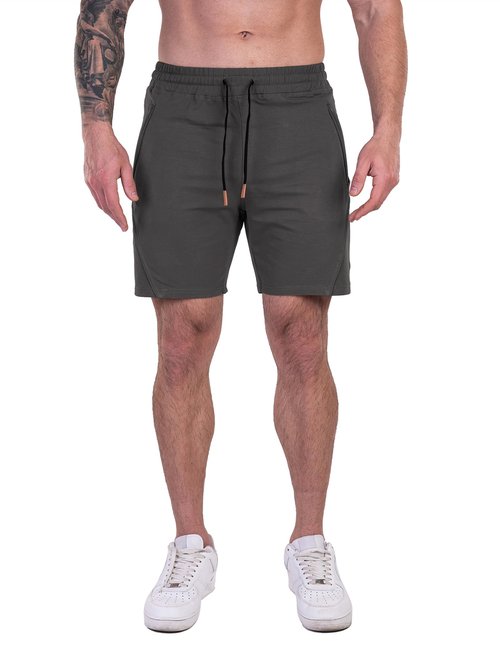 FIRSTGYM Mens Athletic Shorts 7 inch for Casual Running Sports Gym with Zipper Pockets Gunmetal Grey