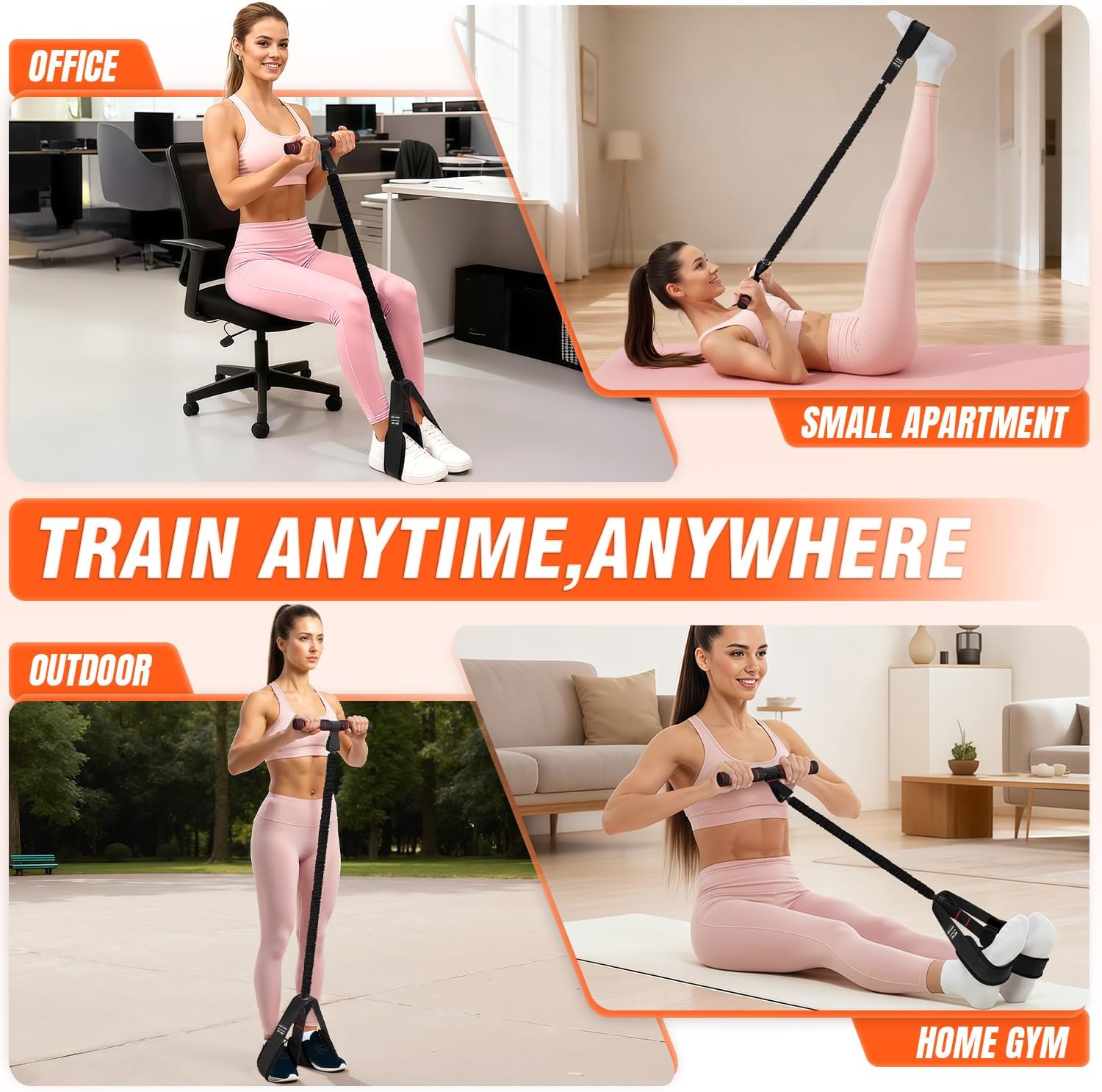 Pedal Resistance Bands - Upgrade Women’s Exercise Bands for Full Body Training | Core, ABS, Legs, Glutes
