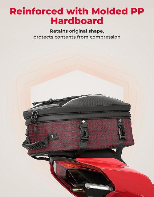 KEMIMOTO Motorcycle Tail Bag - Waterproof Expandable 22L-34L Rear Seat Luggage with 6 Straps
